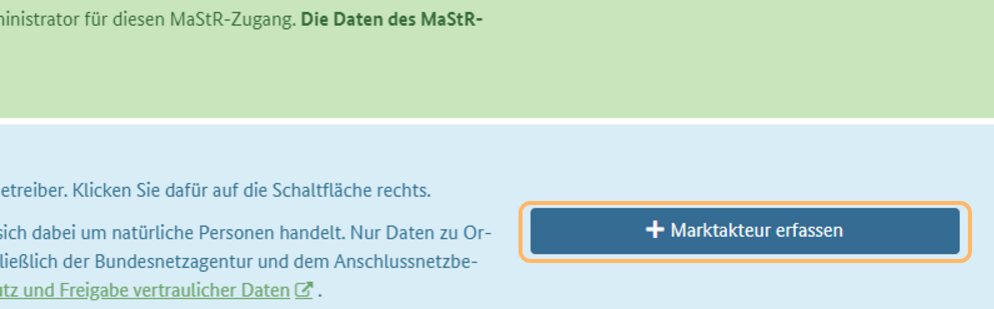 Registrierung als Marktakteur
