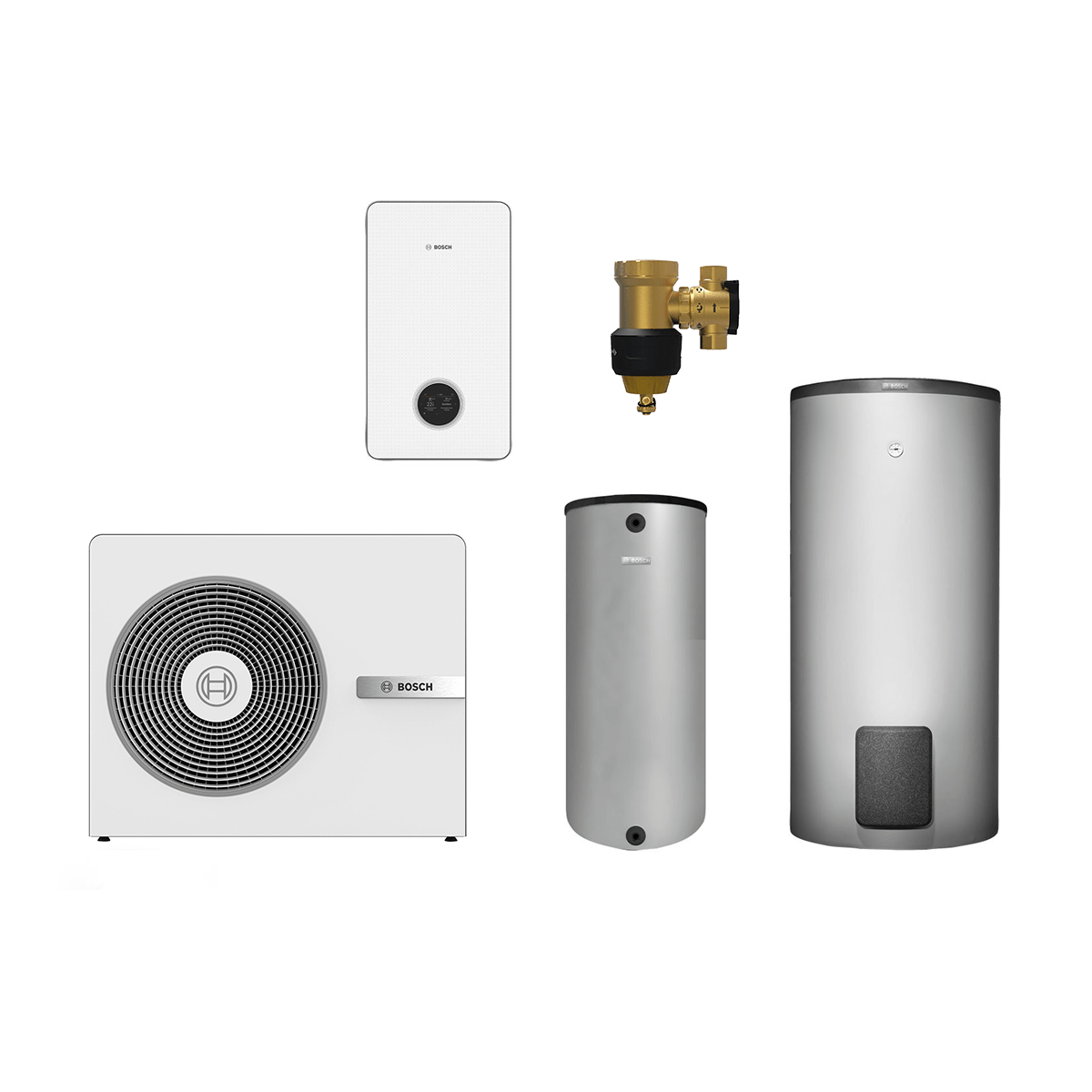 Bosch Monoblock CS8800iAW 15 O-T 15 kW, weiß, Komplettsystem mit Kompaktmodul, Warmwasser- und Pufferspeicher  