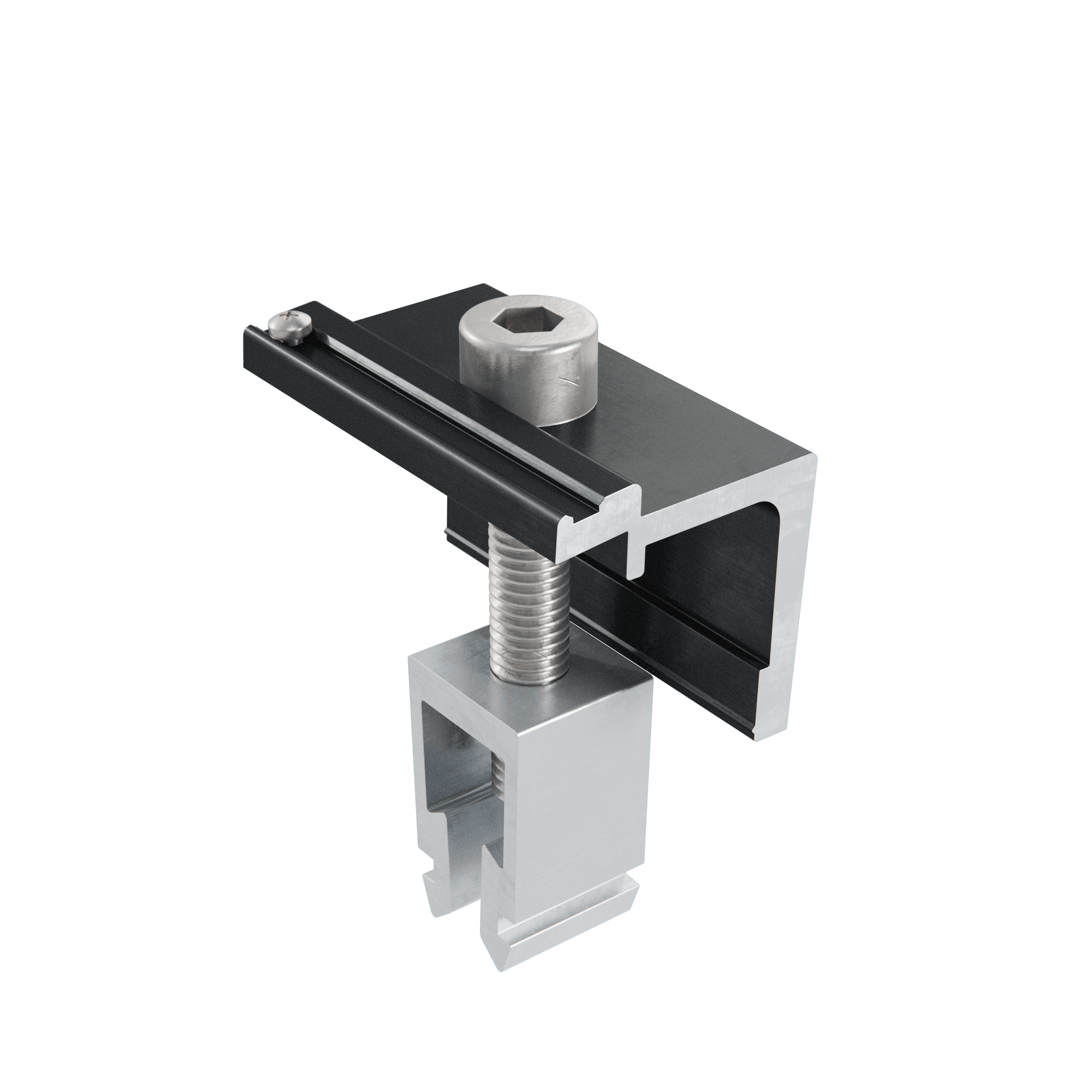 Alumero Abschlussklemme Click mit Pin schwarz, höhenverstellbar 30 - 42 mm