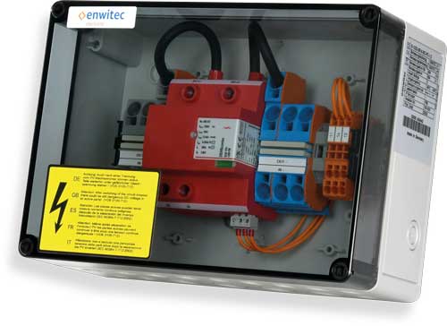 enwitec Überspannungsschutz DC Typ I+II 1 MPP, Klemmen, 3 x IN/OUT