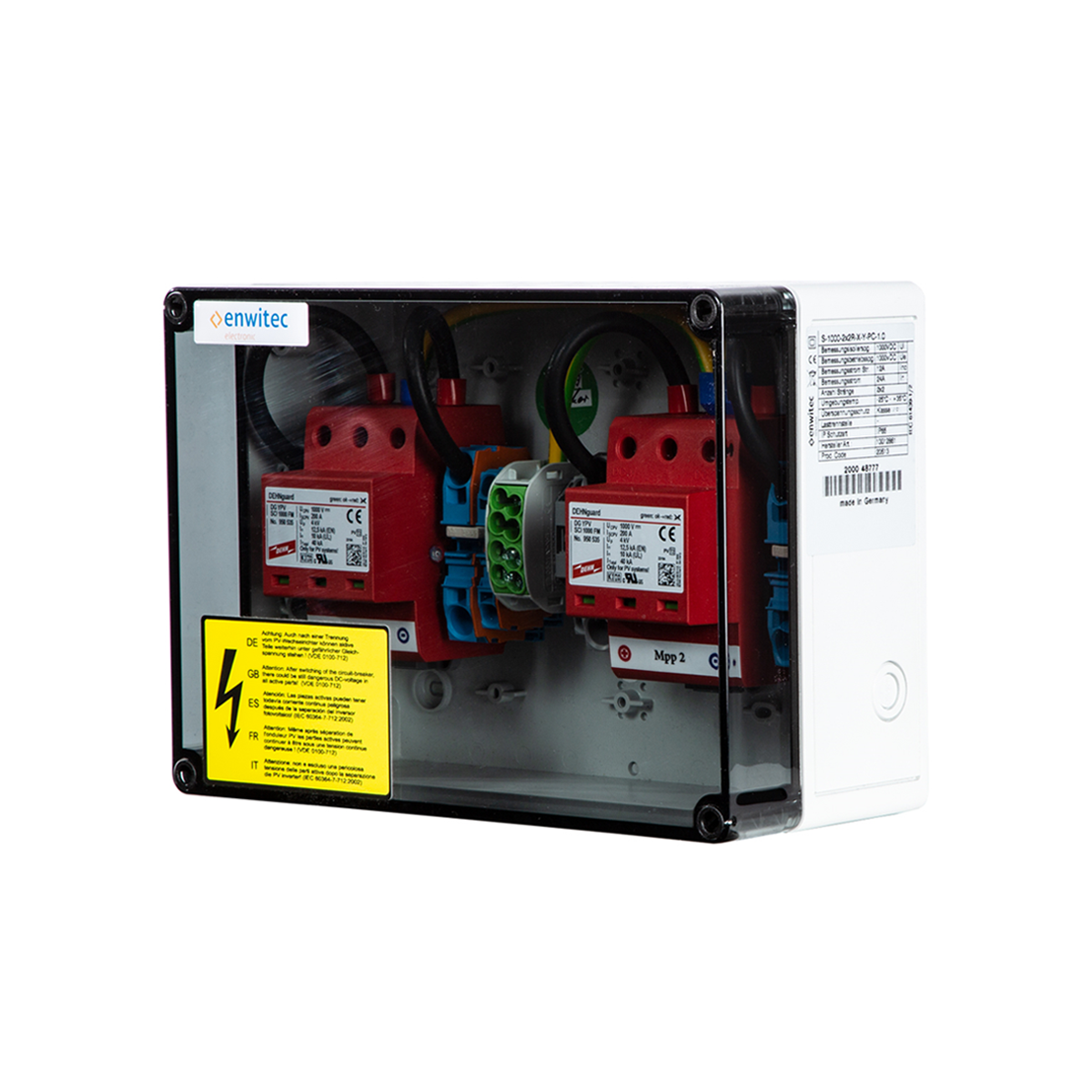 enwitec Überspannungsschutz DC Typ II, 2 MPPT, Klemmen