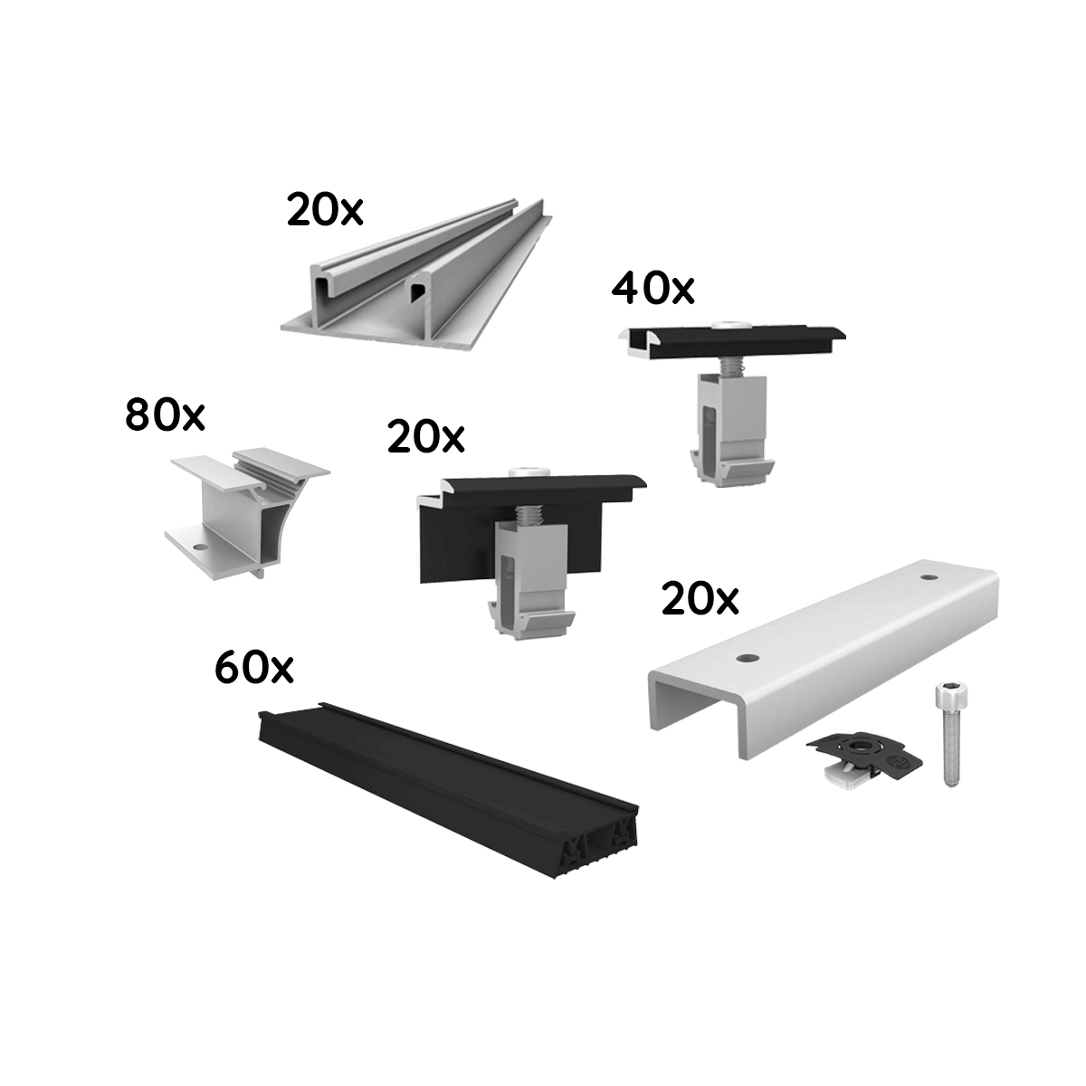 UK Paket für 20 Module von K2, Dome Zero, Flachdach, schwarz