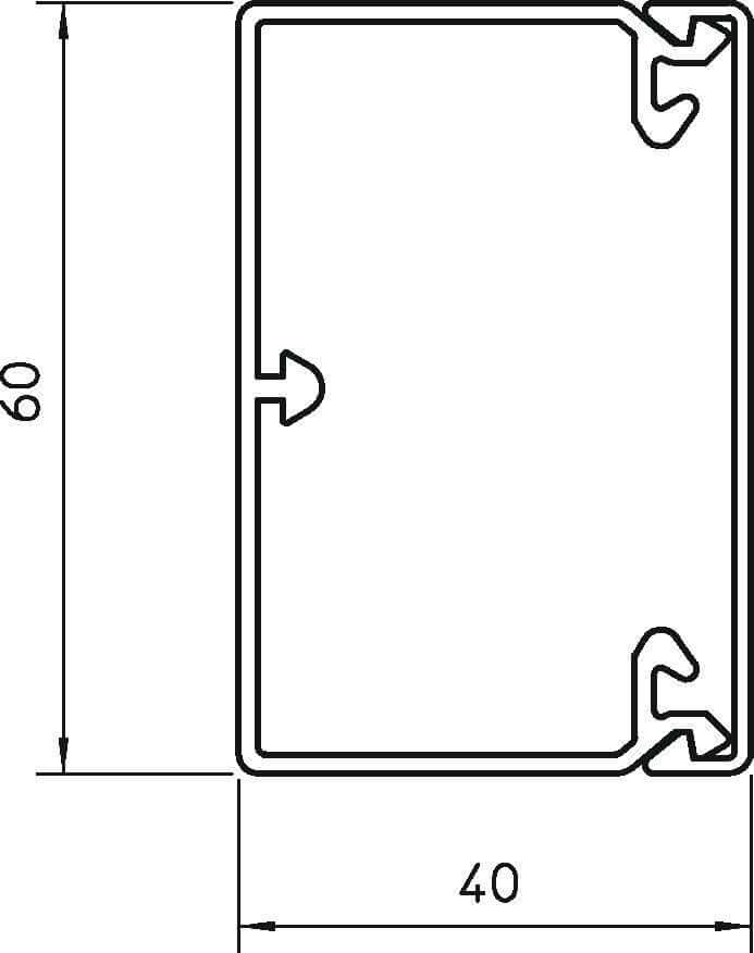 OBO Kabelkanal 40x60 mm, reinweiß, VPE Karton: 16 Stk. x 2 m = 32,0 m