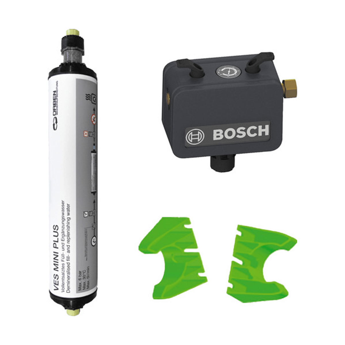 Bosch Paket zur Wasseraufbereitung VES02 VES MiniPlus, Wandhalter,Fülleinrichtung