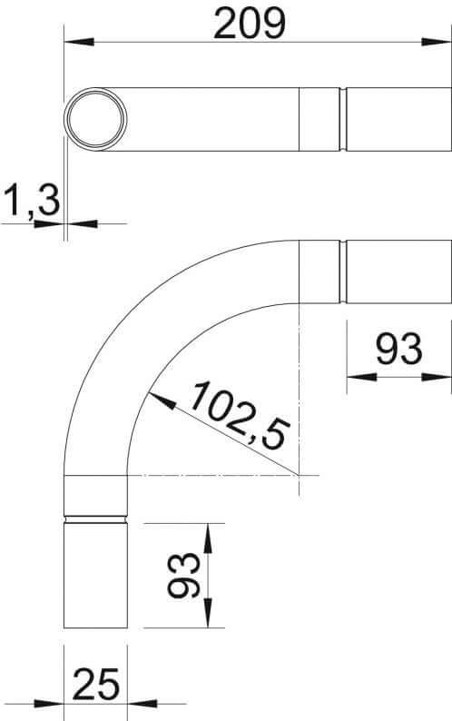 OBO Aluminium-Rohrbogen SB25W, ohne Gewinde